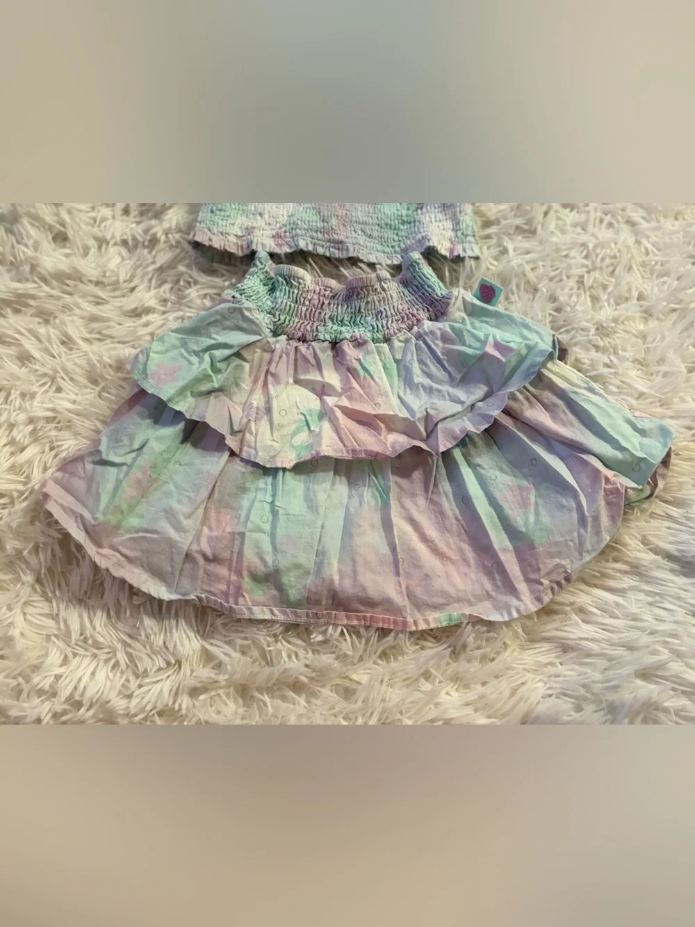 Disney Little Mermaid Pastel Watercolor Smocked Matching Outfit Set Girls 4T